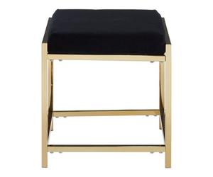 Orsina Allure Black Velvet And Gold Finish Stool