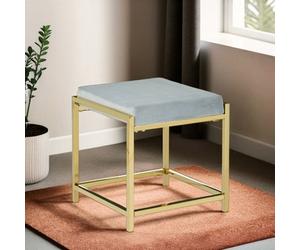 Orsina Allure Powder Blue Velvet And Gold Stool