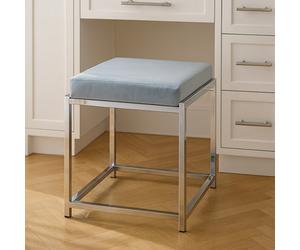 Orsina Allure Powder Blue Velvet And Silver Stool
