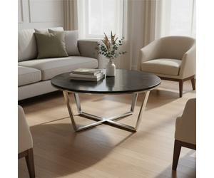 Orsina Allure Round Black Faux Marble Coffee Table