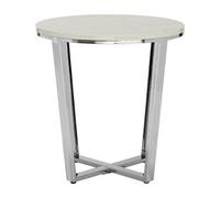 Orsina Allure Round White Faux Marble End Table