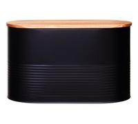 Orsina Alton Black Bread Bin With Acacia Wood Lid