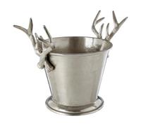 Orsina Aluminium Wine Cooler With Rounded Base, Wine Bucket With Antler Design Handles, Wine Chiller Bucket