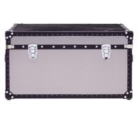 Orsina Ample Storage Black & White Genuine Cowhide Storage Trunk, Spacious Design Stainless Steel Trunk Orsina Black