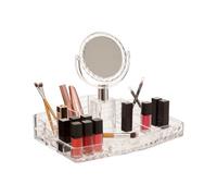 Premier Housewares Ample Storage Cosmetics Organiser With A Mirror | Elegant Drawer Organiser For Dressing Room | Durable Design Clear Organisers | Versatile Vanity Organisers