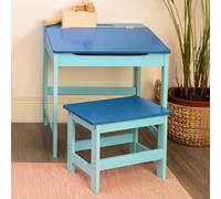Orsina Angled Surface Children Blue Desk And Stool, Sleek Functional Desk For Children, Durable Desk And Stool