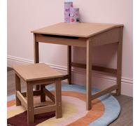 Orsina Angled Surface Children Natural Desk And Stool, Sleek Functional Desk For Children, Durable Desk And Stool