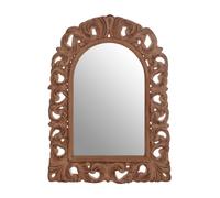 Orsina Antique Brown Arc Leaf Wall Mirror, Classical Dressing Mirror, Wall Mirror With Fleur-de-Lis & Leaf Details Orsina Brown
