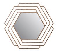 Orsina Antique Gold Hexagon Wall Mirror, Textured Iron Frame Decorative Accent, Contemporary Gold Wall Mirror