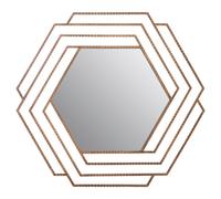 Orsina Antique Gold Hexagon Wall Mirror, Textured Iron Frame Decorative Accent, Contemporary Gold Wall Mirror Orsina Gold