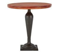 Orsina Antique Round Side Table With Walnut Surface, Accent Table With Black Urn Stand, Wooden End Table For Patio in Brown Orsina Brown