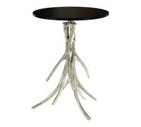 Orsina Antler Base Round Table, Monochrome Side Table with Black Marble Top, Decorative Round End Table Orsina Black
