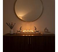 Orsina Antler Design 4 Tea Light Holder, Unique Stag Model Tea Light Holder In Silver Finish, Cozy Tea Light Decor Orsina Silver