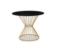 Orsina Anzio Round Glass Top & Hourglass Base Dining Table in Gold Orsina Gold
