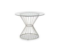 Orsina Anzio Round Glass Top & Hourglass Base Dining Table in Silver Orsina Silver