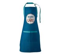 Orsina Apron, Whimsical Typography Print With Adjustable Neck & Waist Ties, Protects Clothing During Baking in Blue Orsina Blue
