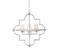 Orsina Arabesque Pendant Light, Moorish Chrome Ceiling Light with Fabric Lamps, Exotic Style Pendant Lighting in Silver Orsina Silver