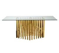 Orsina Arezzo Glass Top Dining Table With Gold Polished Frame Orsina Gold