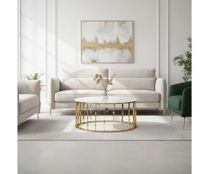 Orsina Arezzo Round Coffee Table With Gold Finish Frame