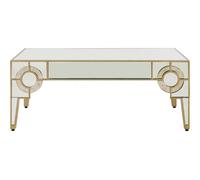 Orsina Art Deco Coffee Table, Antique Finished Accent Table, Mirrored Top Center Table, Decorative Livingroom Table in Gold Orsina Gold