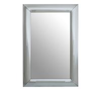Orsina Art Deco Rectangle Wall Mirror, Silver Panelled Thick Frame Mirror for Living Room, Decorative Mirror Orsina Silver