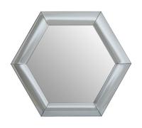 Orsina Art Deco Silver Hexagon Wall Mirror, Contemporary Statement Mirror With Thick Frame, Silver Wall Mirror
