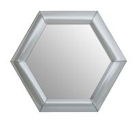 Orsina Art Deco Silver Hexagon Wall Mirror, Contemporary Statement Mirror with Thick Frame, Silver Wall Mirror Orsina Silver