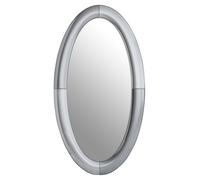 Orsina Art Deco Style Oval Wall Mirror, Silver Framed Statement Mirror For Hallway Or Living Room, Thick Frame