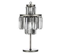 Orsina Art Deco Table Lamp, Elegant Crystal Lighting For Bedroom Or Living Room, Statement Iron Frame With 10 Bulbs