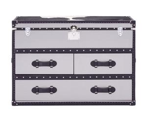 Orsina Authentic Luxury Design Black And White Genuine Cowhide 3 Drawer Cabinet, Spacious Design Storage Unit