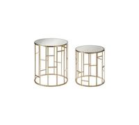 Interiors by Premier Side Tables Avantis Round Gold Finish/Mirror Top 2pcs