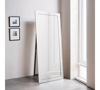 Premier Housewares Vintage Floor Standing White Chic Mirror Rounded And Bevelled Design Floor Mirrors For Bedroom Hallways And Living Room w80 x d3 x h200cm