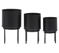Orsina Avento Set Of Three Black Finish Planters