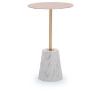 Orsina Avola Brushed Gold Side Table White Marble Effect Base
