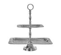 Orsina Bailey 2 Tier Hammered Aluminium Cake Stand in Silver Orsina Silver