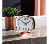 Premier Housewares Baillie Rose Gold Finish Table Clock 18cm - Size: 23 x 5 x 18cm - Pink - Wilko