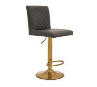 Orsina Baina Dark Grey And Gold Bar Stool With Round Base