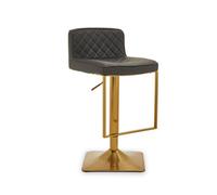 Orsina Baina Dark Grey And Gold Square Base Bar Stool