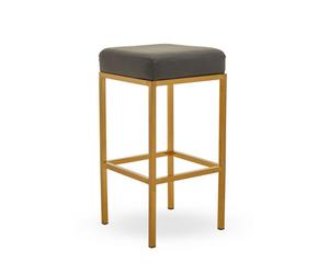 Orsina Baina Dark Grey Pu And Gold Finish Bar Stool