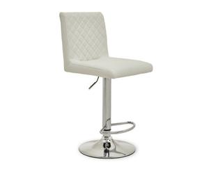 Orsina Baina White And Chrome Bar Stool With Round Base