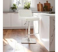 Orsina Baina White And Chrome Bar Stool With Square Base