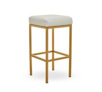 Orsina Baina White Pu And Gold Finish Bar Stool
