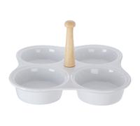 Orsina Bamboo 4 Section White Ceramic Snack Dish Orsina White