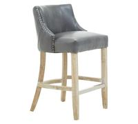 Orsina Bar Stool with Back, Velvet Seat Breakfast Bar Chair, Kitchen Stool with Footrest, Chair for Bar, Home in Grey Orsina Grey