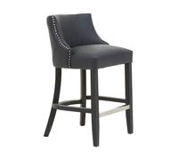 Orsina Bar Stool with Back, Velvet Seat Breakfast Bar Chair, Kitchen Stool with Footrest, Chair for Bar, Home in Black Orsina Black