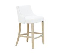 Orsina Bar Stool with Back, Velvet Seat Breakfast Bar Chair, Kitchen Stool with Footrest, Chair for Bar, Home in White Orsina White