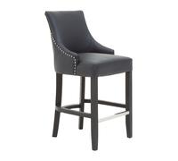 Orsina Bar Stool with High Back, Velvet Seat Breakfast Bar Chair, Kitchen Stool with Footrest, Chair for Bar in Black Orsina Black