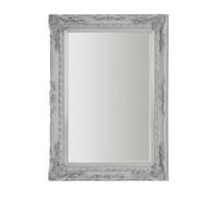 Orsina Baroque Design Wall Mirror With Polyresin Frame,distressed Silver Accent Piece,scrollwork Mounted Mirror