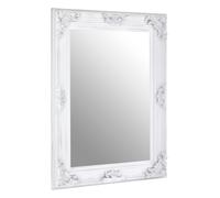 Orsina Baroque Rectangle Gold Wall Mirror, Decorative Wooden Frame Mirror For Console Table, Antique Floral Mirror in White Orsina White