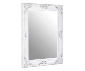 Orsina Baroque Rectangle Gold Wall Mirror, Decorative Wooden Frame Mirror For Console Table, Antique Floral Mirror in White Orsina White